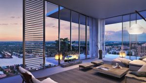 Phòng khách bề thế là đặc điểm nổi bậc của Penthouse